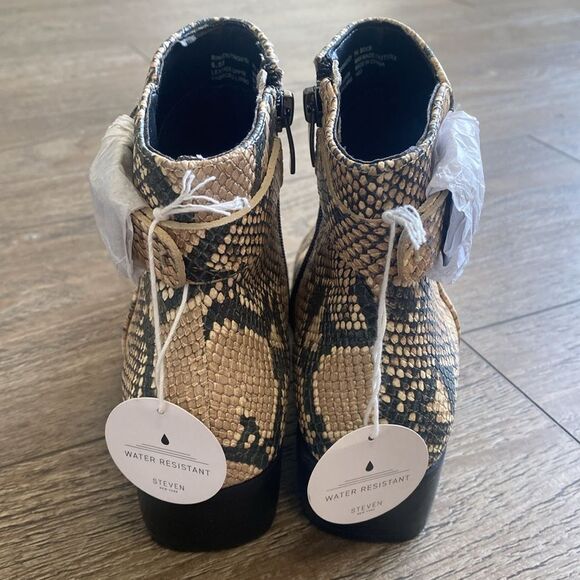 Steven by Steve Madden Snakeskin Print Vegan Faux Leather Waterproof Ankle Boots - Picture 5 of 8